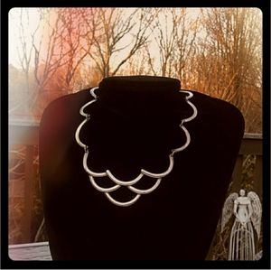 Unique MCM Sterling Silver Curved Bar Link Choker
